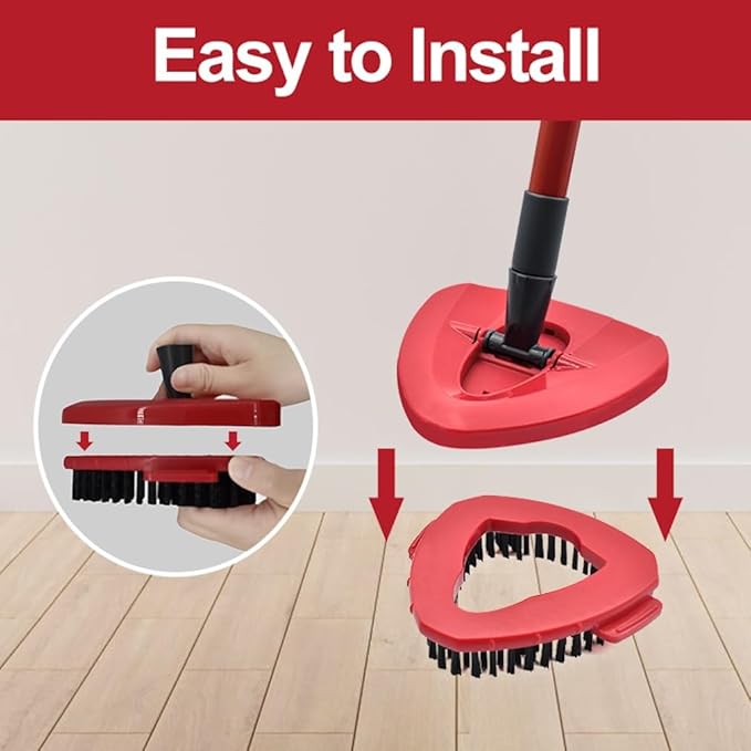 Funtin 2-Pack Mop Scrub Brush Head Compatible with Ocedar EasyWring 1-Tank Spin System, Shower Floor Scrubber for Bathroom Kitchen, Not Fit RinseClean (1-Tank (2-Pack))