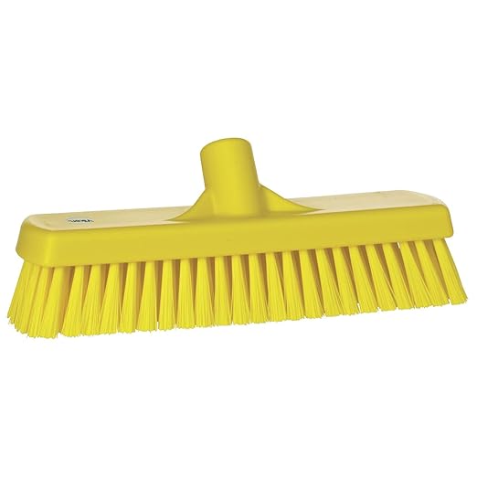 Vikan 70606 Brush,Wall/Floor Scrub,Stiff,12",PP/PBT,Yellow
