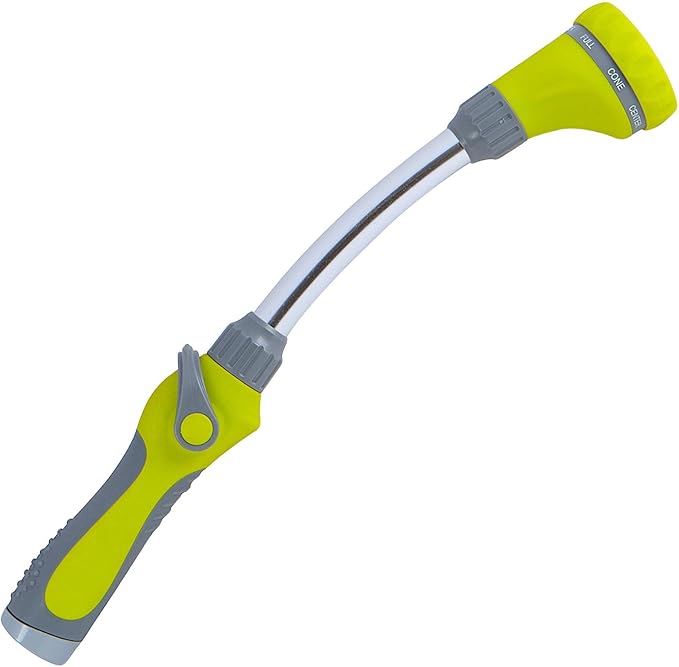 Watering Wand - The Relaxed Gardener 15" Garden Hose Nozzle Sprayer 8 Adjustable Spray Patterns and Thumb Control Shut Off Valve