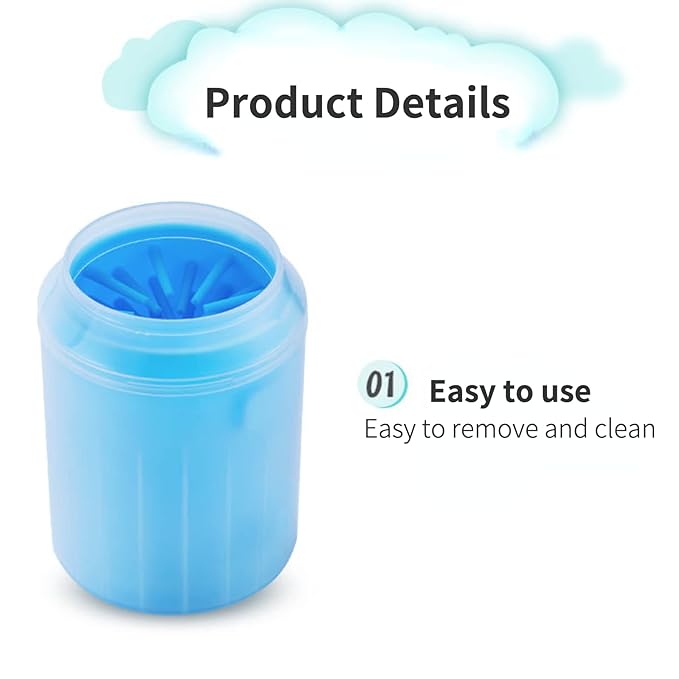 Dog Paw Cleaner for Dogs Large/Petite Paw Washer Easy to Use & Clean Portable Dog Paw Cleaner Cup Dog Foot Washer with Silicone Washers (S, Blue)