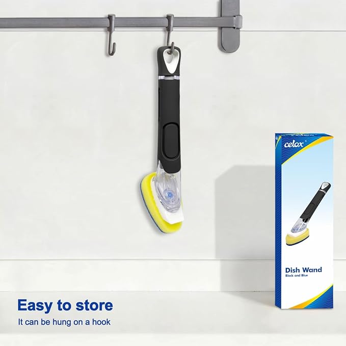 CELOX Dish Wand for Kitchen Sink Cleaning, Dish Scrubber with Soap Dispenser