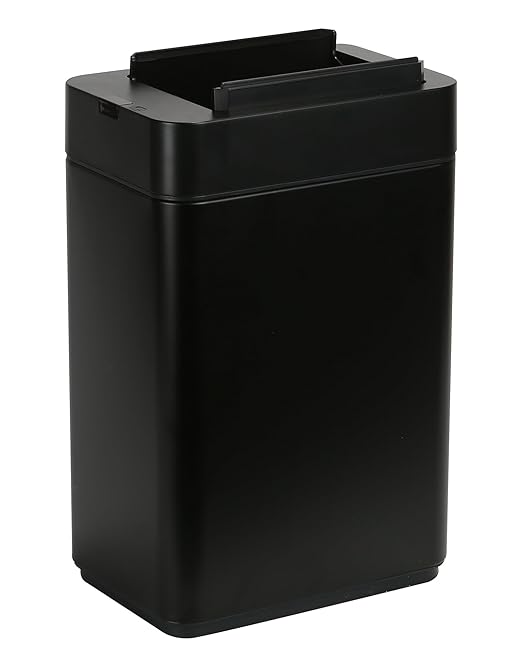 ELPHECO Bathroom Trash Can with Lid 2.6 Gallon Smart Trash Can Slim Motion Sensor Garbage Can Automatic Stainless Steel Wastebasket Bathroom Decor for Bedroom Office Toilet Black