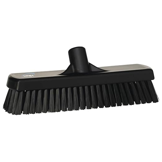 Vikan 70609 Brush,Wall/Floor Scrub,Stiff,12",PP/PBT,Black