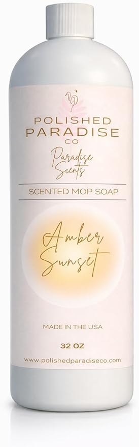 Scented Luxury Mop Soap, Resort inspired Floor Cleaner, Made in USA, 32 Oz (Amber Sunset)