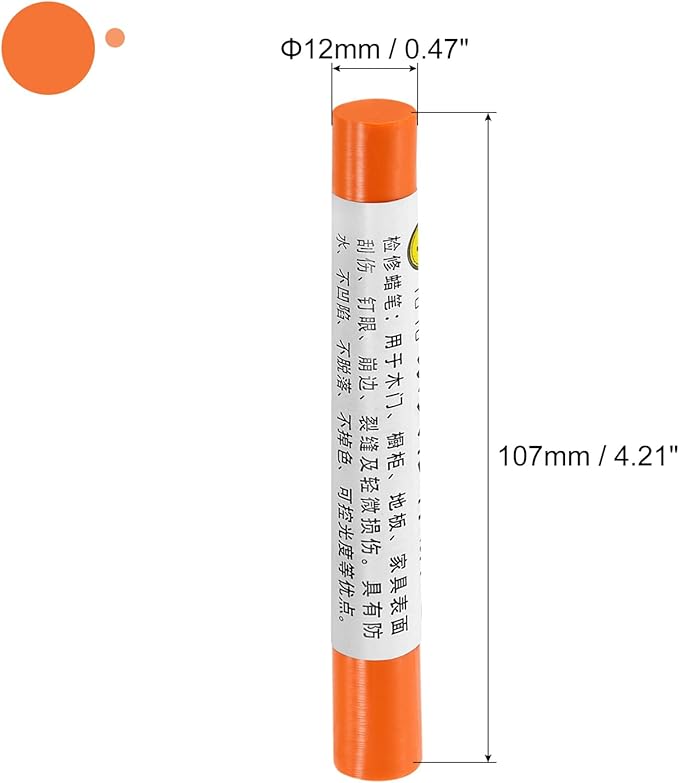 uxcell Furniture Repair Crayons, 3Pcs - Wood Wax Filler Stick, Furniture Markers Touch Up - for Scratches Holes Tables Desks Wooden Floors Cover Ups, Orange