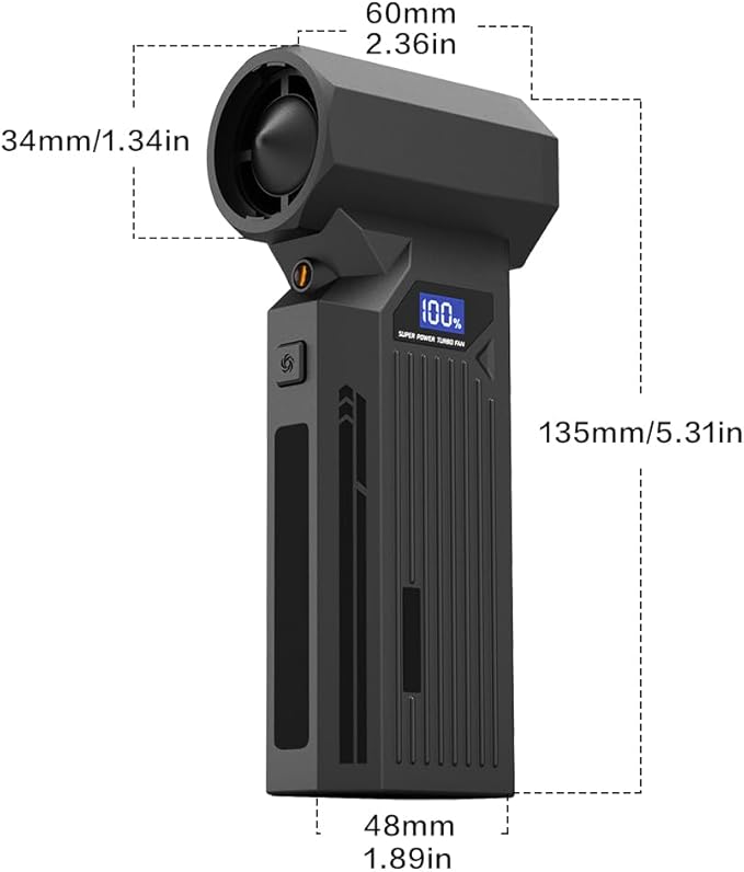 Compressed Air Duster, 110000RPM Electric Jet Blower, 4-Gear Adjustable with LED Display & Light, Cordless Reusable Air Duster for Computer, Keyboard, Car Detailing & Outdoor