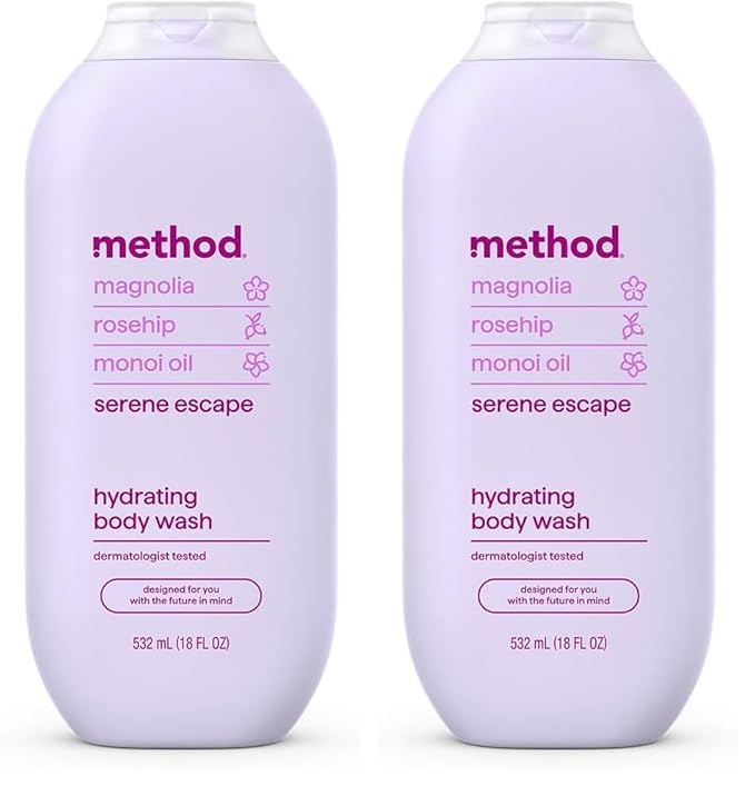 Method Body Wash,Serene Escape,Magnolia + Rose Hip + Monoi Oil notes,18oz,(Pack of 2)
