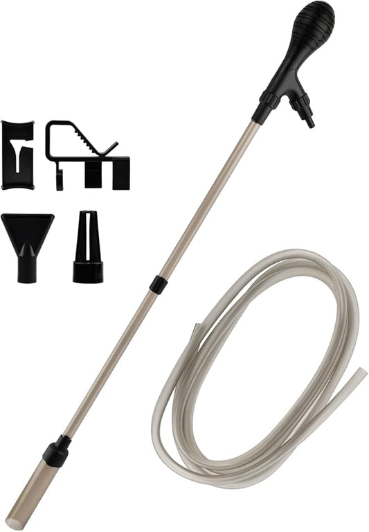 Small Fish Aquarium Gravel Cleaner Kit - Manual 80GPH Strong Suction Gravel Vacuum for Aquarium, Water Changer, Sand Washer, Glass Cleaner & Waste Remover for 5-80 Gallon Tanks, 200cm Hose