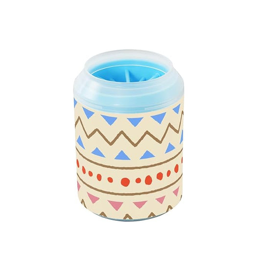 Dog Paw Cleaner Cups for Dogs Pet Foot Washer Paw Scrubber for Medium Small Dogs Cats Cleaning Cup Ethnic Tribal Geometric Beige