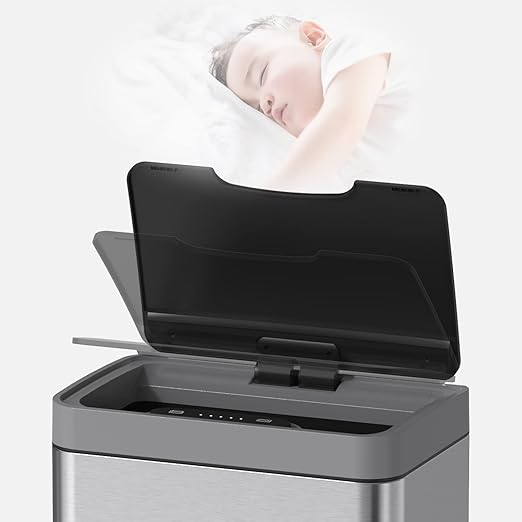 Mbillion Automatic Trash Can - 15 Gallon Motion Sensor Stainless Steel Smart Trash Can with Lid - Rectangular Touchless Garbage Can for Kitchen, Bedroom, Home Office - Silver