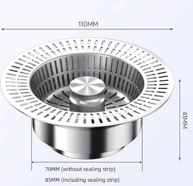 3 in 1 Kitchen Sink Drain Strainer,Universal Stainless Steel Kitchen Sink Stopper, Pop Up Anti-Clogging for 3-1/2 Inch US Standard Sink Drain Strainer (Style2-1Pcs)