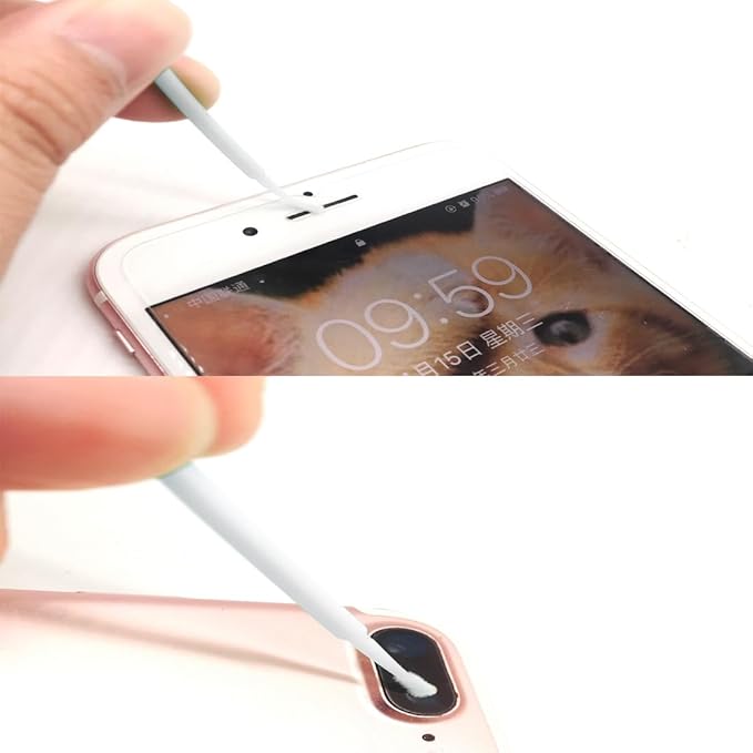 100 Pack Phone Charge Port Cleaning Tool kit,Bendable Mini Soft Round Brushes Cleaner Compatible with iPhone 11 Pro Speaker Tablet Camera Laptop Computer Smartphone, White
