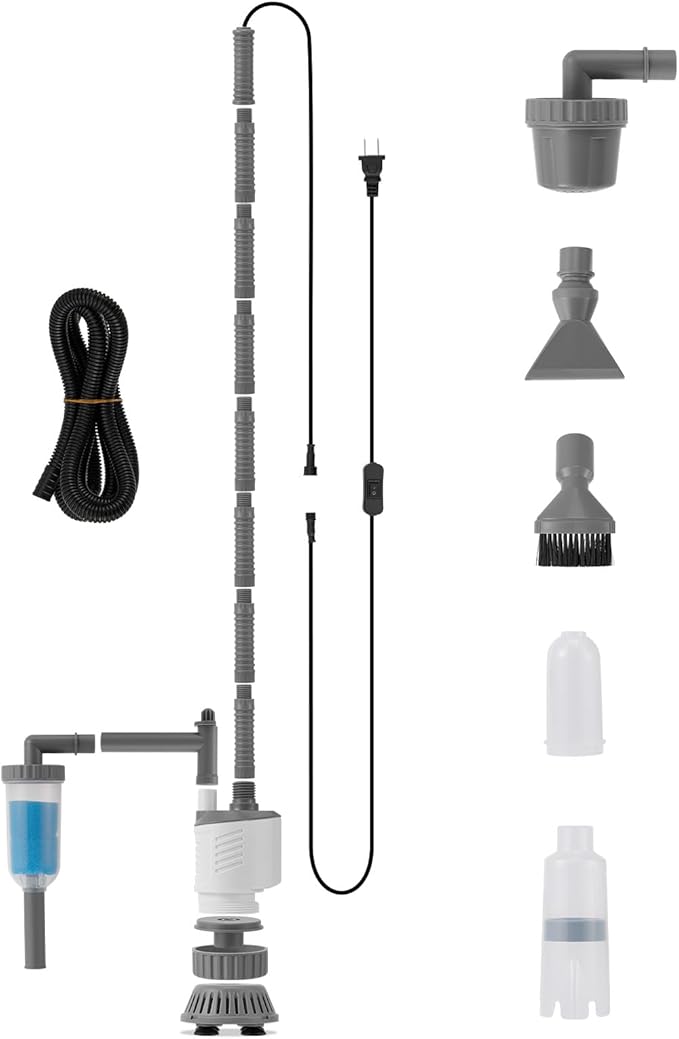 Aquarium Vacuum Gravel Cleaner, 6 in 1 30W Electric Fish Tank Cleaner with Adjustable Length, Automatic Removable Vacuum for Aquarium Change Water, Wash Sand, Water Filter and Waste Circulation