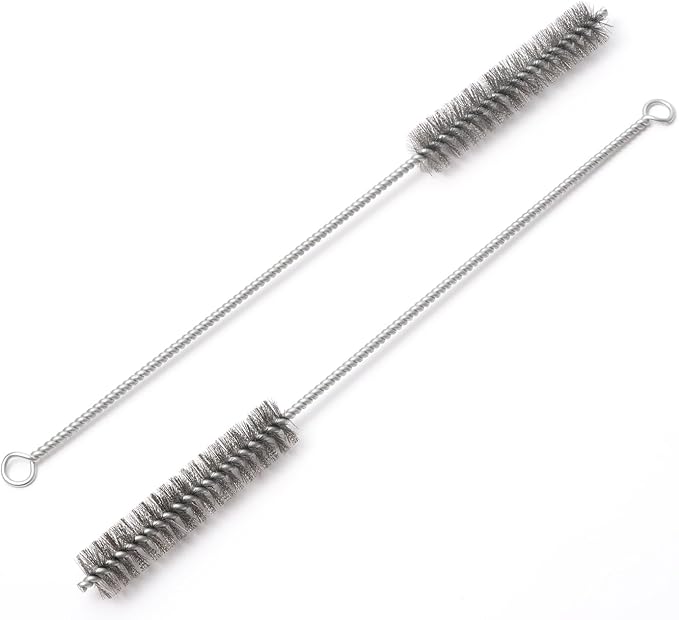 12 Inch Pipe Cleaning Brush Set with Stainless Steel Bristles, Steel Wire Tube Brush Kit for Auto Parts Polishing, Machining, Bottles, Tubes, Etc.（23mm-2pcs）