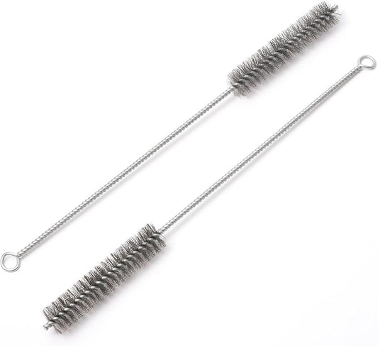 12 Inch Pipe Cleaning Brush Set with Stainless Steel Bristles, Steel Wire Tube Brush Kit for Auto Parts Polishing, Machining, Bottles, Tubes, Etc.（25mm-2pcs）