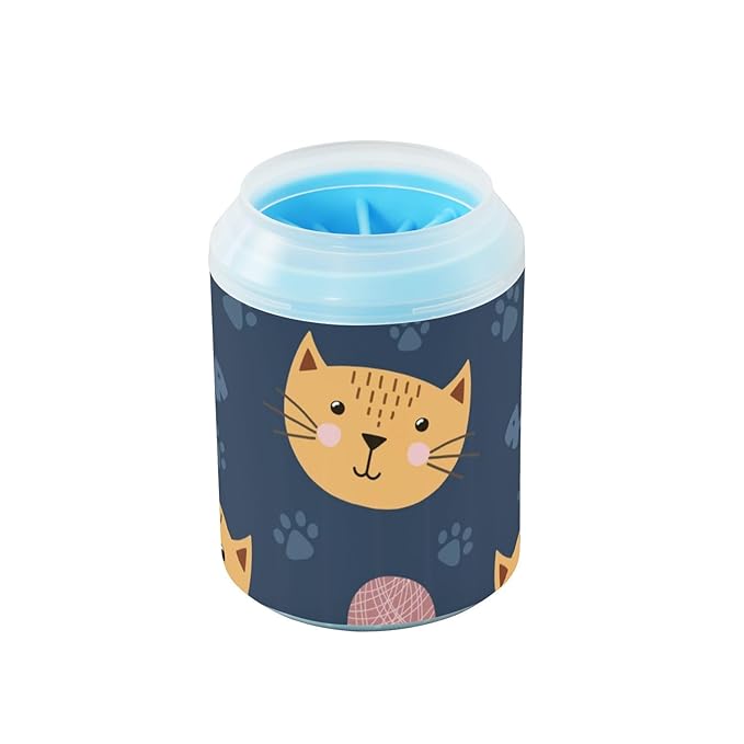 Dog Paw Cleaner Cups for Dogs Pet Foot Washer Paw Scrubber for Medium Small Dogs Cats Cleaning Cup Brown Cat Paws Bone