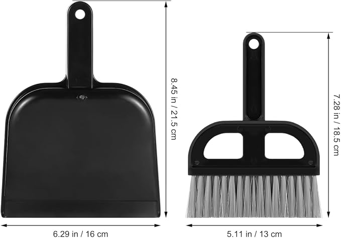 Keyboard Cleaning Brush and Mini Dustpan Set Compact 2-Piece Desktop Cleaning Tool for Laptops Keyboards Drawers and Small Spaces Black 8.46 X 6.29 Inches