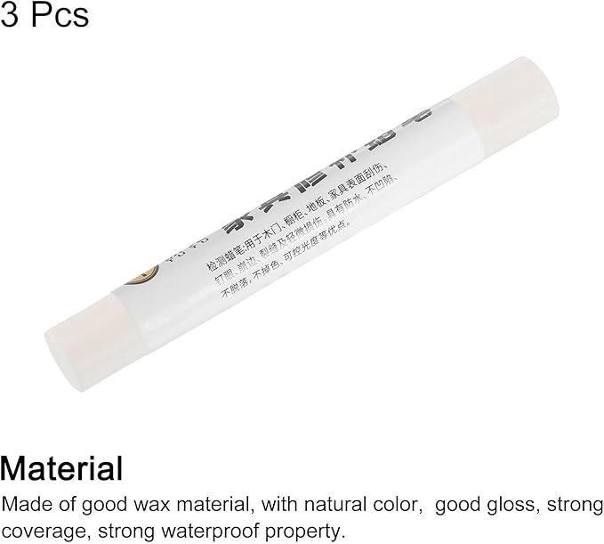 uxcell Furniture Repair Crayons, 3Pcs - Wood Wax Filler Stick, Furniture Markers Touch Up - for Scratches Holes Tables Desks Wooden Floors Cover Ups, Pure White