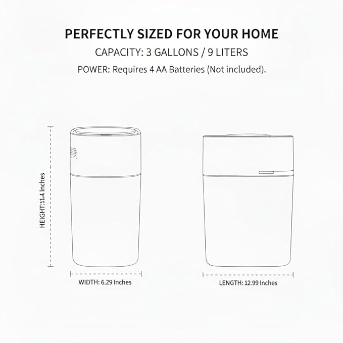 MUEE 3 Gallon Motion Senor Bathroom Trash Can with Lid, Automatic Trash Can Auto-Adsorption Touchless Garbage Can, Slim Small Trash Bin Waterproof Waste Basket for Toilet Bedroom Living Room Office RV