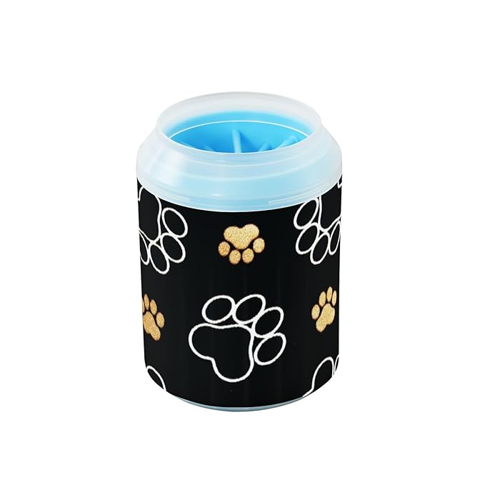 Dog Paw Cleaner Cups for Dogs Pet Foot Washer Paw Scrubber for Medium Small Dogs Cats Cleaning Cup Paw Print Black