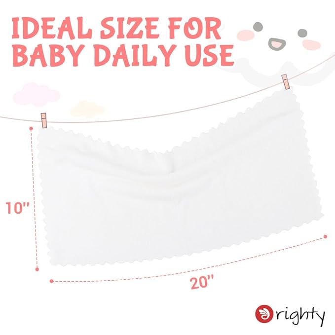 Orighty Burp Cloths for Baby 8 Pack - Super Soft & Absorbent Coral Fleece Baby Burp Cloth, 20x10 Inch Gentle Large Burping Rugs for Babies Sensitive Skin, Burping Cloths for Newborn Essential, White