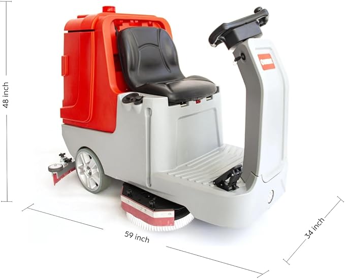 SM860 Ride-On Floor Scrubber Machine, Dual 17” Brushes, 80,000 Sq.Ft/H Productivity, 34.3 Gal Solution & 37 Gal Recovery Tanks, Battery Powered Commercial Floor Cleaner