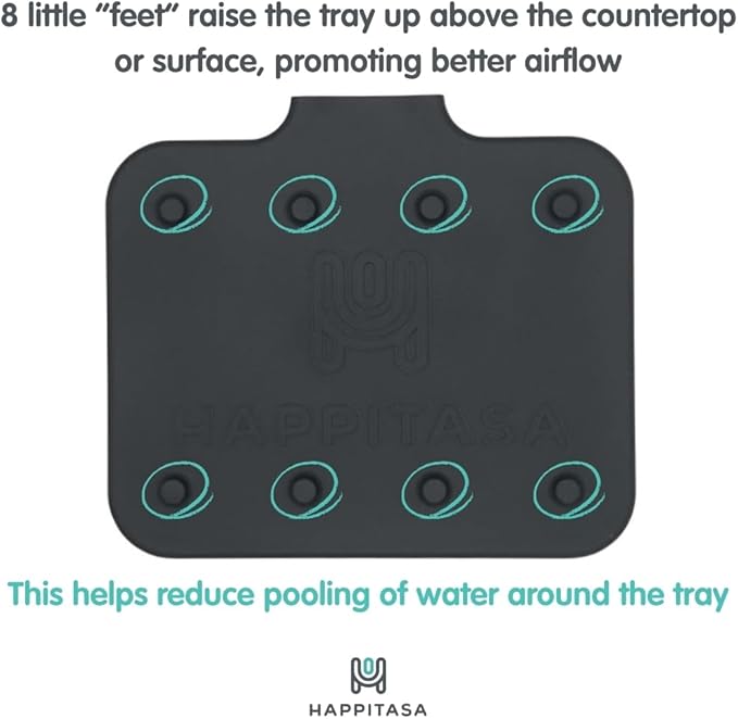 Happitasa Silicone Soap Dish Tray and Sponge Holder with Drain Chute and Feet | 3-Way Sloped Design | Bathroom and Kitchen Sink Organizer Caddy (Sand Dollar, 5"x4")