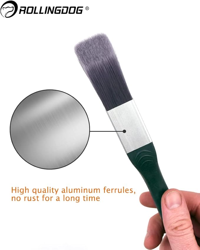 ROLLINGDOG Trim Paint Brush, Edging Paint Brushes for Trim 2PC - Ideal for Precision Painting, Corner Painting, Leaving A Straight Edge.
