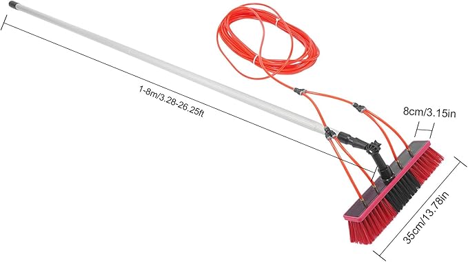 Professional Window Squeegee, 2-in-1 Window Cleaner, Glass Washing Kit, Window Cleaning Tool with Long Handle, Window Cleaning Pole for High Indoor, Outdoor Glass