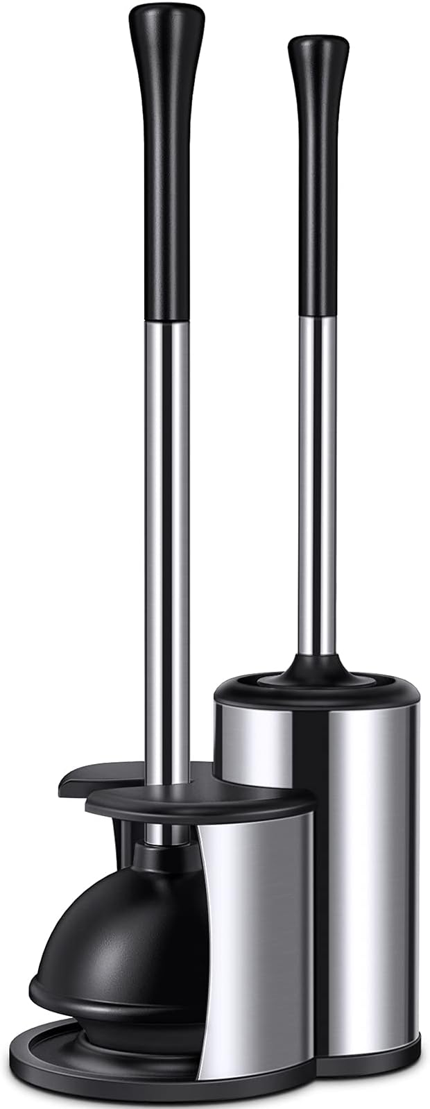 Toilet Plunger Bowl Brush Set: Hideaway Heavy Duty Toilet Plunger Scrubber Cleaner Holder Combo for Bathroom with Covered Caddy Hidden Elongated Discreet Apartment Toilet Plunger Brush Accessories…1