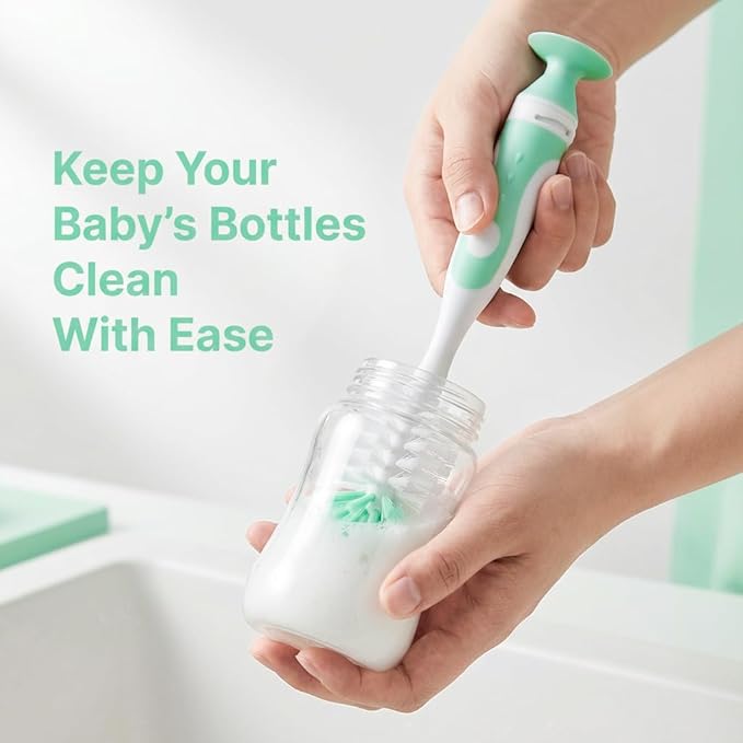 4-in-1 Baby Bottle Brush Set, Bottle Brush Cleaner, Bottle Cleaner Brush Set, Including Nylon Bottle Brush, Bottle Cap Brush, Straw Brush, Nipple Brush, BPA-Free (Green)
