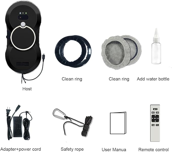 Window Cleaner Robot with Ultrasonic 5600PA Auto Water Glass Cleaning Automatic Smart Robot Cleaner,Window Vacuum Cleaner with Control Windows/Tiles/Class Door Indoor Outdoor