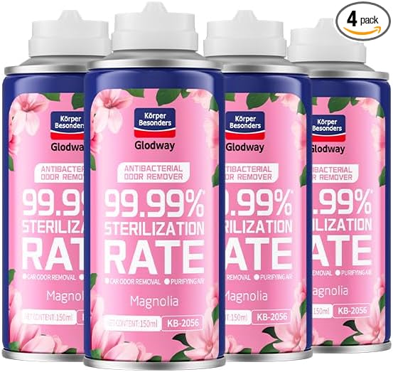Glodway Air Refresher,Odor Eliminator Remover Spray,Odor Remover,Magnolia Long-Lasting Scent For Home,Couch,Mattress,Furniture, bathroom,Fabrics & Trash,6 Ounce,4 pack