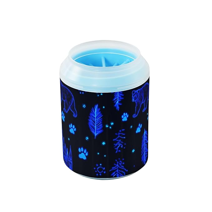 Dog Paw Cleaner Cups for Dogs Pet Foot Washer Paw Scrubber for Small Medium Large Dogs Cats Cleaning Cup Blue Bears Castles Trees Paw Prints