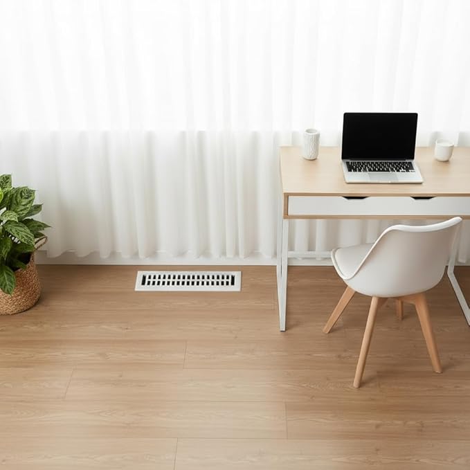 Empire Register Co, Premium Home Vent Covers - 2x12 inch, Modern Contemporary Design, White Finish, Heavy Duty Air Flow Direction Floor Registers, Metal Damper Attached