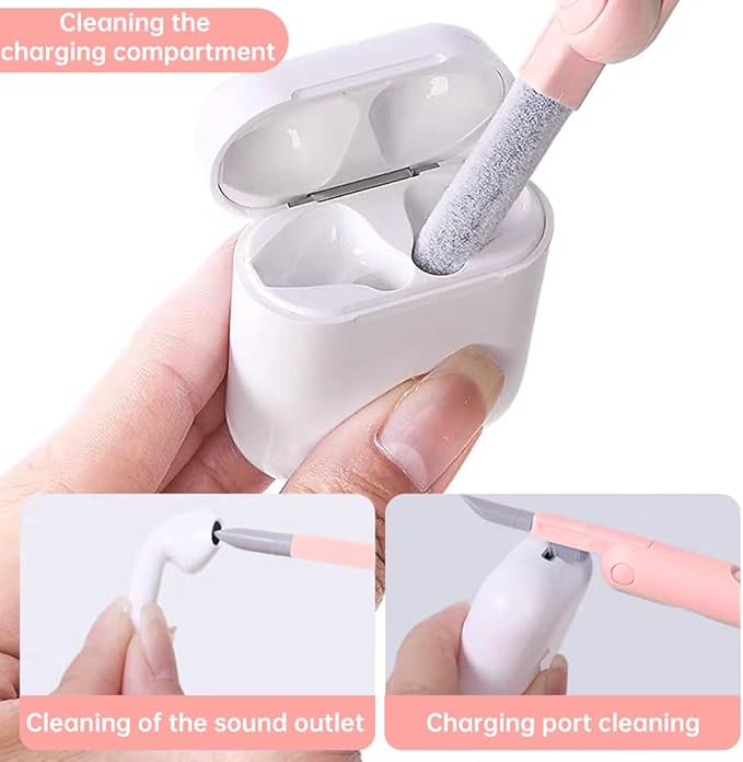 7 in 1 Laptop Cleaning Kit Keyboard Cleaner,Computer Screen Cleaning Brush Tool,Computer Cleaning Tools Kit Corner Gap Duster Keycap Puller(Pink)
