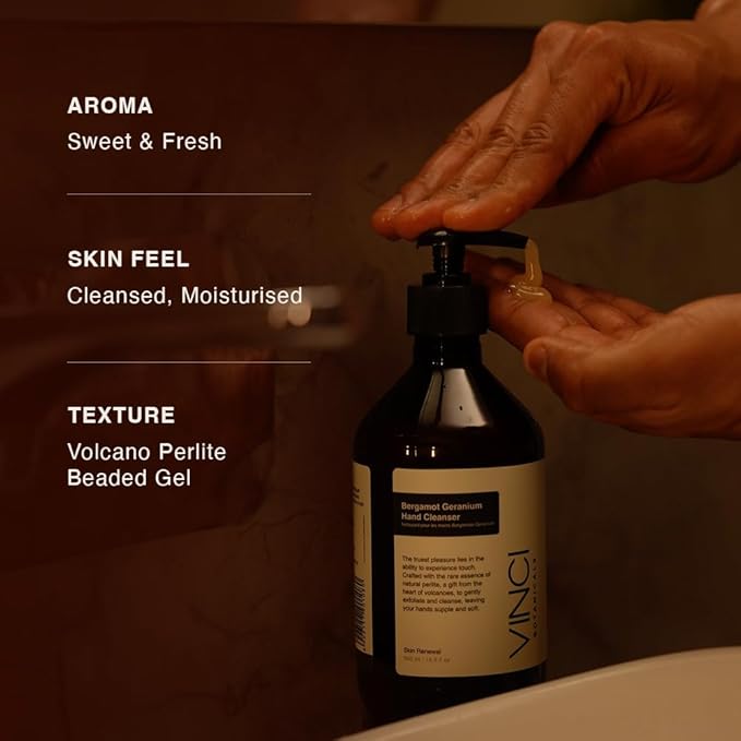 Bergamot Geranium Hand Cleanser | Gentle Exfoliating Hand Wash | Cleanses & Hydrates Skin | Made with Essential Oils | Cruelty, Vegan & Paraben Free | Sweet & Fresh Aroma | 500 ml