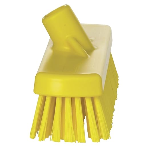 Vikan 70606 Brush,Wall/Floor Scrub,Stiff,12",PP/PBT,Yellow