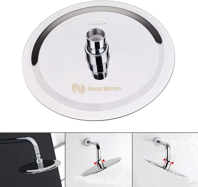 NearMoon Rain Shower Head, Ultra-Thin Design-Pressure Boosting, Awesome Some Experience, High Flow Stainless Steel Rainfall Head (8 Inch,Chrome Finish)