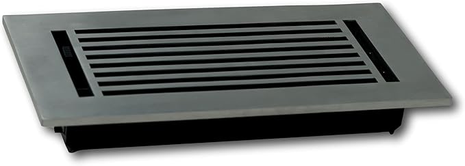 Madelyn Carter 4 x 10 Cast Aluminum Linear Bar Vent Cover with Damper - Brushed Satin (Overall: 5.75 x 11.75) | Floor Register - Wall Register