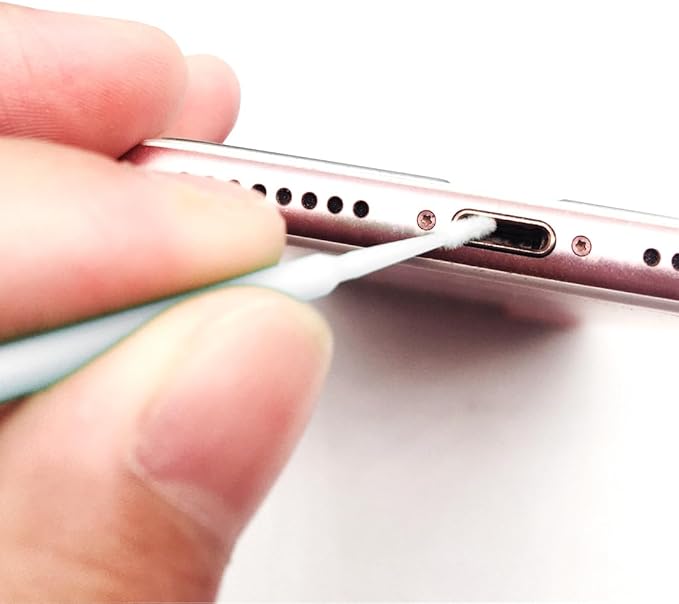 100 Pack Phone Charge Port Cleaning Tool kit,Bendable Mini Soft Round Brushes Cleaner Compatible with iPhone 11 Pro Speaker Tablet Camera Laptop Computer Smartphone, White
