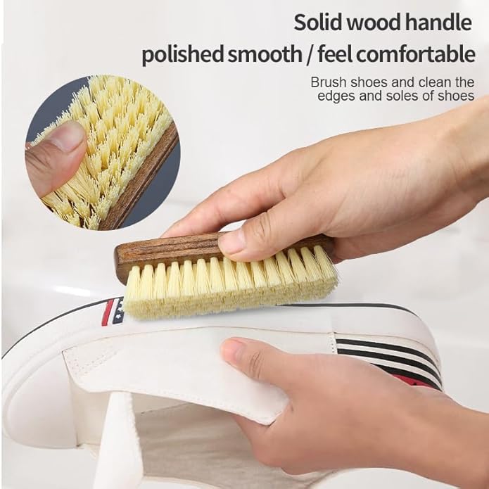 MAXIMILIAN Shoe Shine Brush Kit Horsehair Brushes for Polishing Crepe Suede Shoes Brush Soft Bristles Leather Cleaning Nubuck 3PCS Professional Shoe Polish Kit