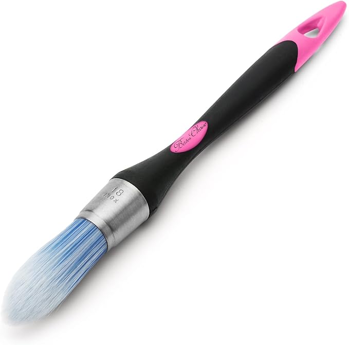 Bates- Trim Paint Brush, 0.75 Inch, Ergonomic Non-Slip Handle, Synthetic Bristles, Trim Brushes for Painting, Black & Pink