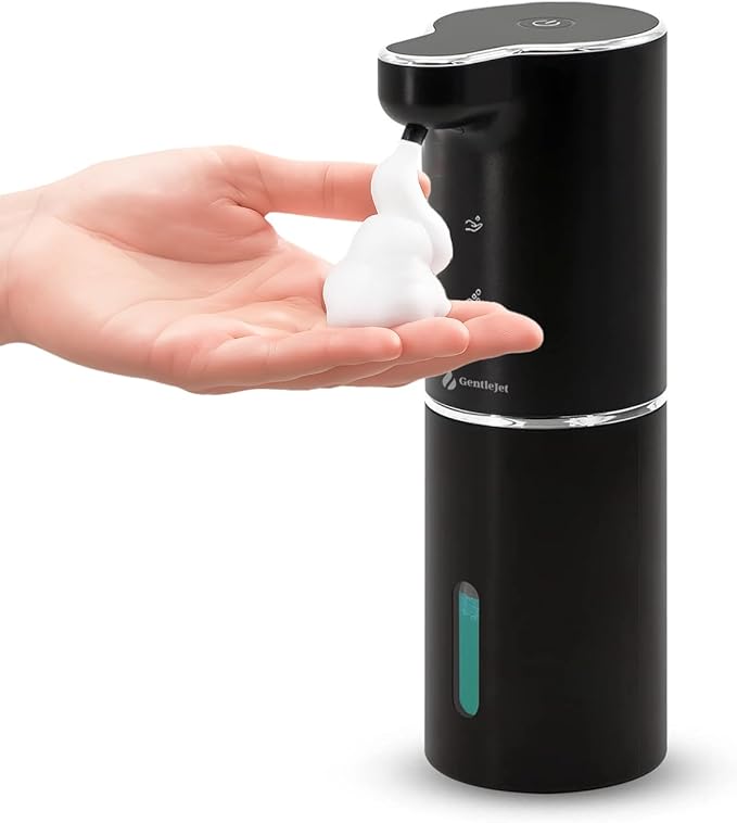 JetFoam Automatic Foam Soap Dispenser - Automatic Soap Dispenser Touchless Rechargeable Type C USB, Adjustable Foam Levels, 10 oz, Hands-Free for Bathroom, Kitchen, Countertop