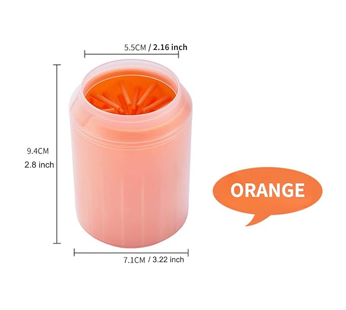 Dog Paw Cleaner for Dogs Large/Petite Paw Washer Easy to Use & Clean Portable Dog Paw Cleaner Cup Dog Foot Washer with Silicone Washers (S, Orange)