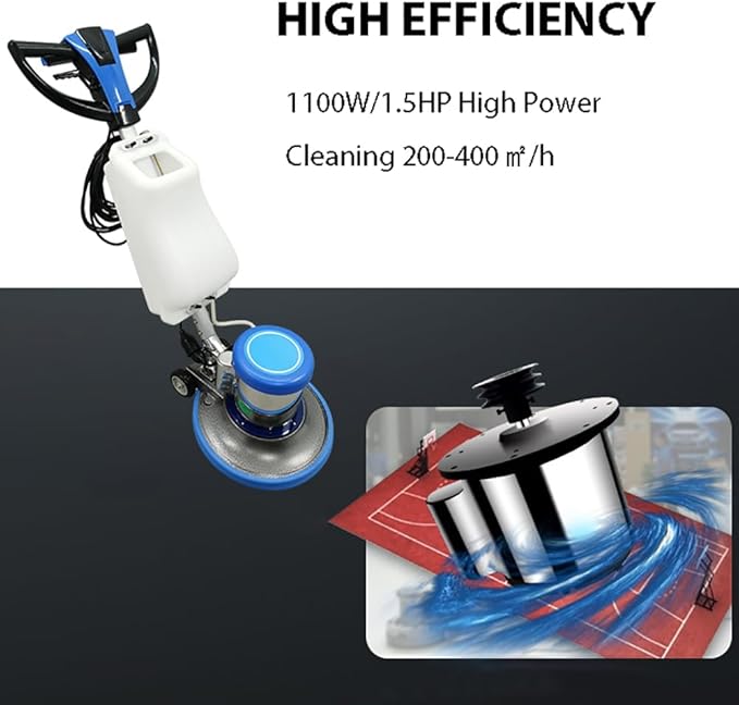 Commercial Industrial Floor Scrubber Polisher 17" Heavy-Duty Buffer Machine for Hardwood, Marble, Epoxy & Carpet 1100W Low-Noise Floor Cleaning & Waxing Machine 110V