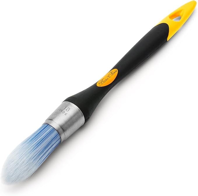 Bates- Trim Paint Brush, 0.75 Inch, Black & Orange Ergonomic Non-Slip Handle, Synthetic Bristles, Trim Brushes for Painting
