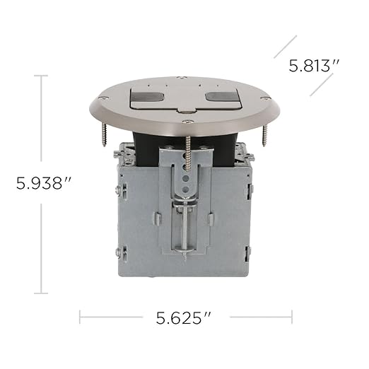 RACO Floor Box Kit 6239ACNI Nickel 15A/125V Duplex Receptacle Outlet with USB Ports, Single Gang Electrical Box for Wood Sub-Floor with 3.1A/5V Type A and C USB Outlet Receptacles for Home Improvement