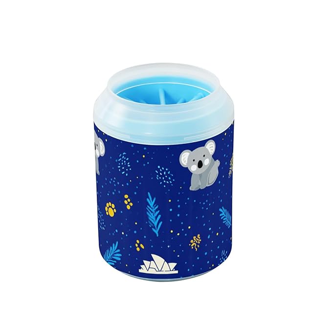 Dog Paw Cleaner Cups for Dogs Pet Foot Washer Paw Scrubber for Small Medium Large Dogs Cats Cleaning Cup Blue Koalas Paw Prints Leaves