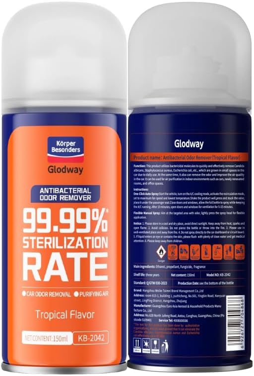 Glodway Air Refresher,Odor Eliminator Remover Spray,Odor Remover,Tropical Flavor Long-Lasting Scent For Home,Couch,Mattress,Furniture, bathroom,Fabrics & Trash,6 Ounce,2 pack